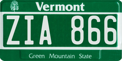 VT license plate ZIA866
