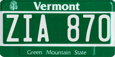VT license plate ZIA870
