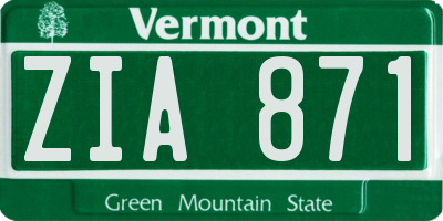 VT license plate ZIA871
