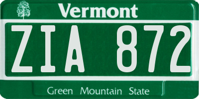 VT license plate ZIA872