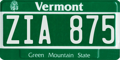 VT license plate ZIA875