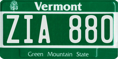 VT license plate ZIA880