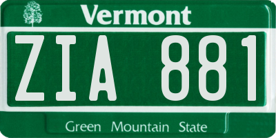 VT license plate ZIA881