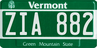 VT license plate ZIA882