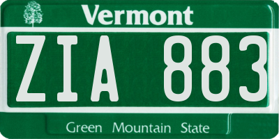 VT license plate ZIA883