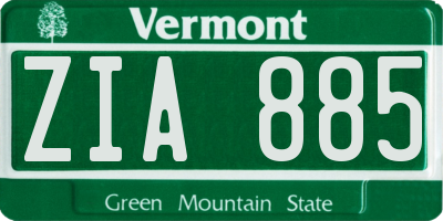 VT license plate ZIA885