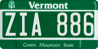 VT license plate ZIA886