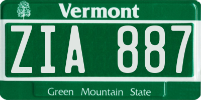 VT license plate ZIA887