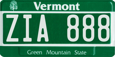 VT license plate ZIA888