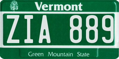 VT license plate ZIA889