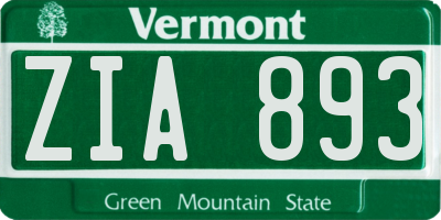 VT license plate ZIA893