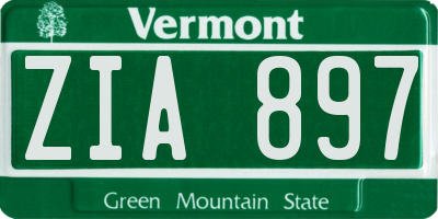 VT license plate ZIA897