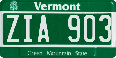 VT license plate ZIA903