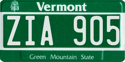 VT license plate ZIA905