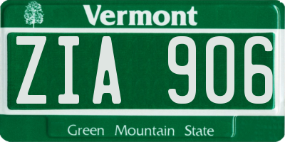 VT license plate ZIA906