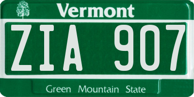VT license plate ZIA907