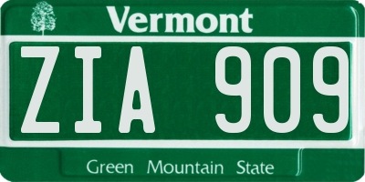 VT license plate ZIA909