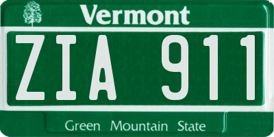 VT license plate ZIA911