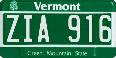 VT license plate ZIA916