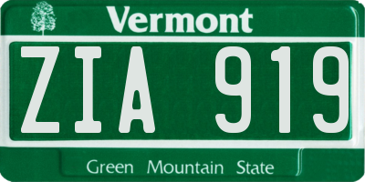 VT license plate ZIA919