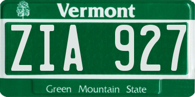 VT license plate ZIA927
