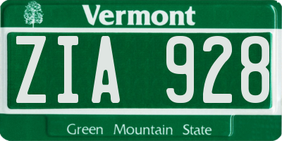 VT license plate ZIA928