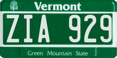 VT license plate ZIA929