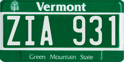 VT license plate ZIA931