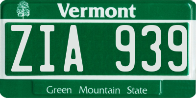 VT license plate ZIA939
