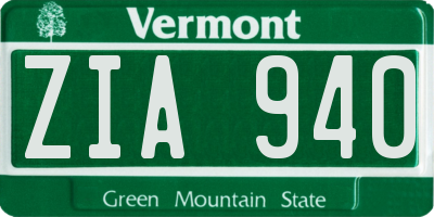 VT license plate ZIA940