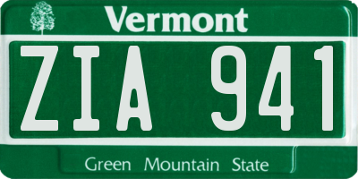 VT license plate ZIA941