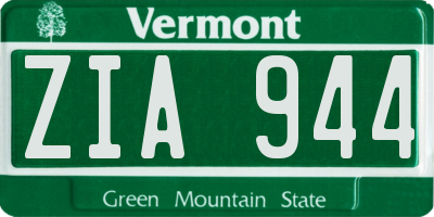 VT license plate ZIA944