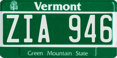 VT license plate ZIA946