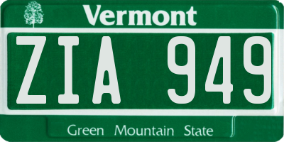 VT license plate ZIA949
