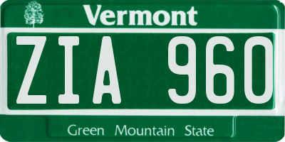 VT license plate ZIA960