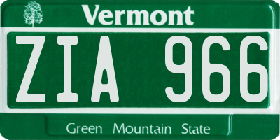 VT license plate ZIA966