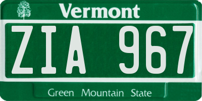VT license plate ZIA967
