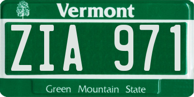 VT license plate ZIA971