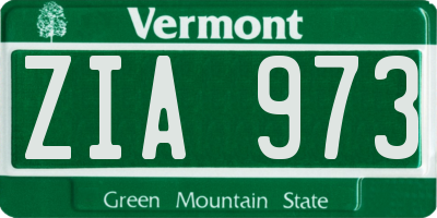 VT license plate ZIA973