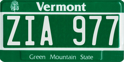 VT license plate ZIA977