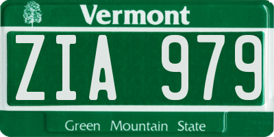 VT license plate ZIA979