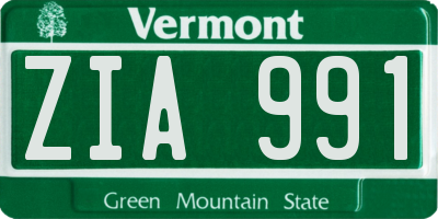 VT license plate ZIA991