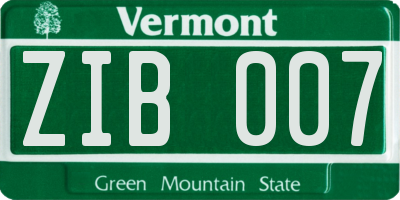 VT license plate ZIB007