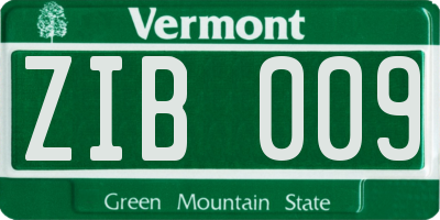 VT license plate ZIB009