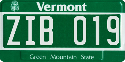 VT license plate ZIB019