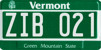 VT license plate ZIB021