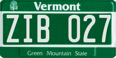 VT license plate ZIB027