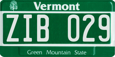 VT license plate ZIB029