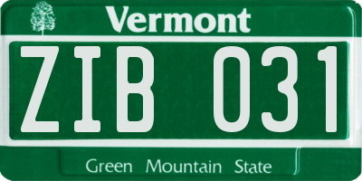 VT license plate ZIB031