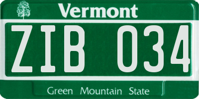 VT license plate ZIB034
